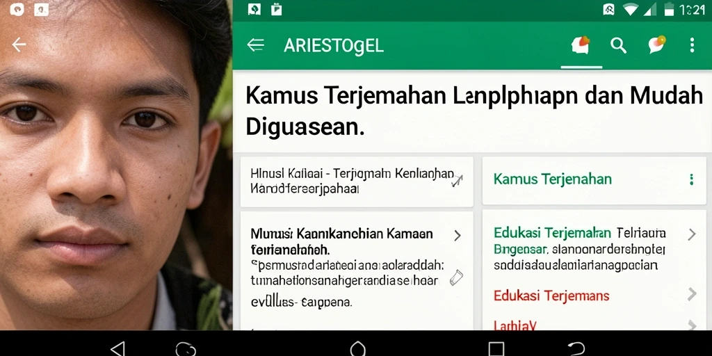 Antarmuka ARIESTOGEL yang bersih dan fungsional untuk Kamus Terjemahan.