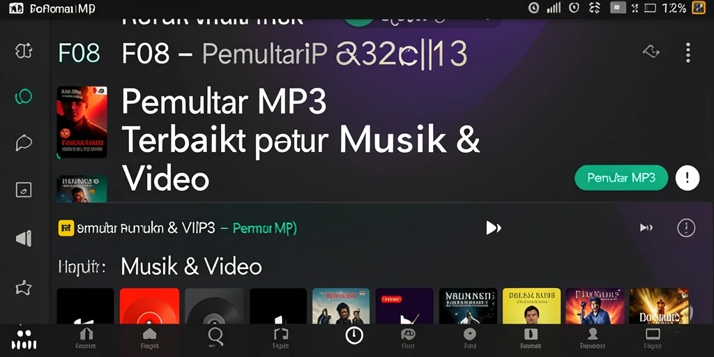 Antarmuka F08 dengan fitur Pemutar MP3 yang menarik dan fungsional.