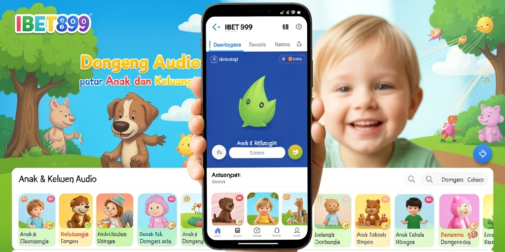 Antarmuka aplikasi IBET899 yang menampilkan pilihan cerita dongeng audio.