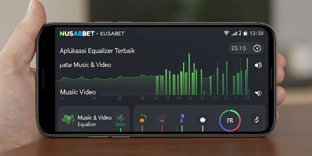 Antarmuka pengguna NUSABET dengan pengaturan Equalizer yang menarik.