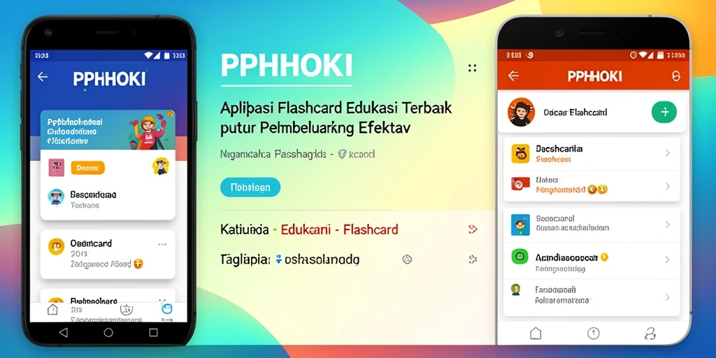 Antarmuka aplikasi PPHOKI menampilkan koleksi flashcard edukasi.