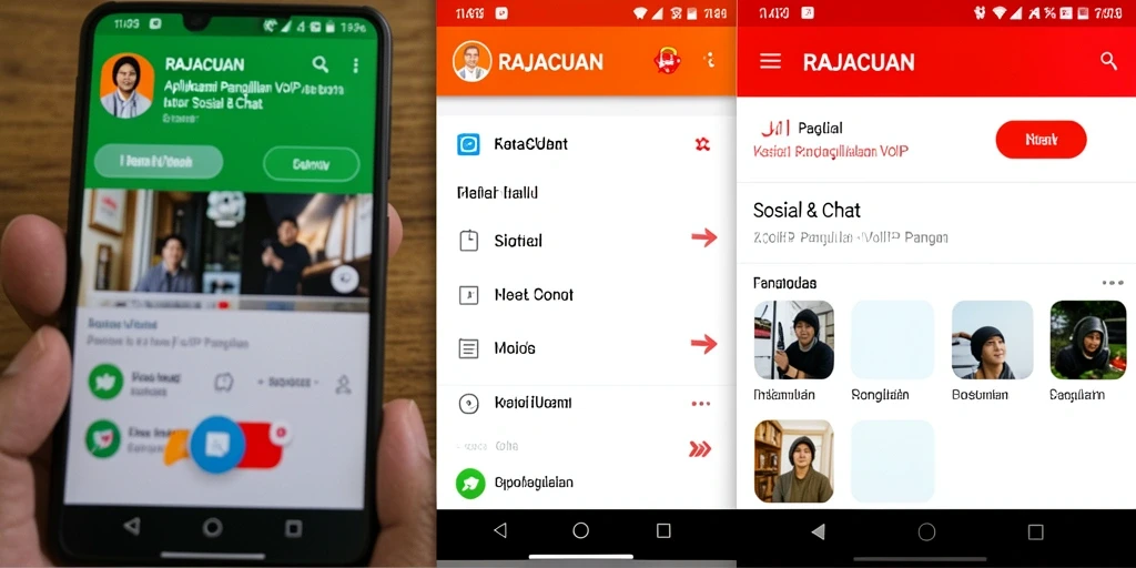Antarmuka aplikasi RAJACUAN untuk VoIP Panggilan yang intuitif dan menarik.